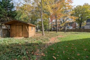 image of a wood shed in fall