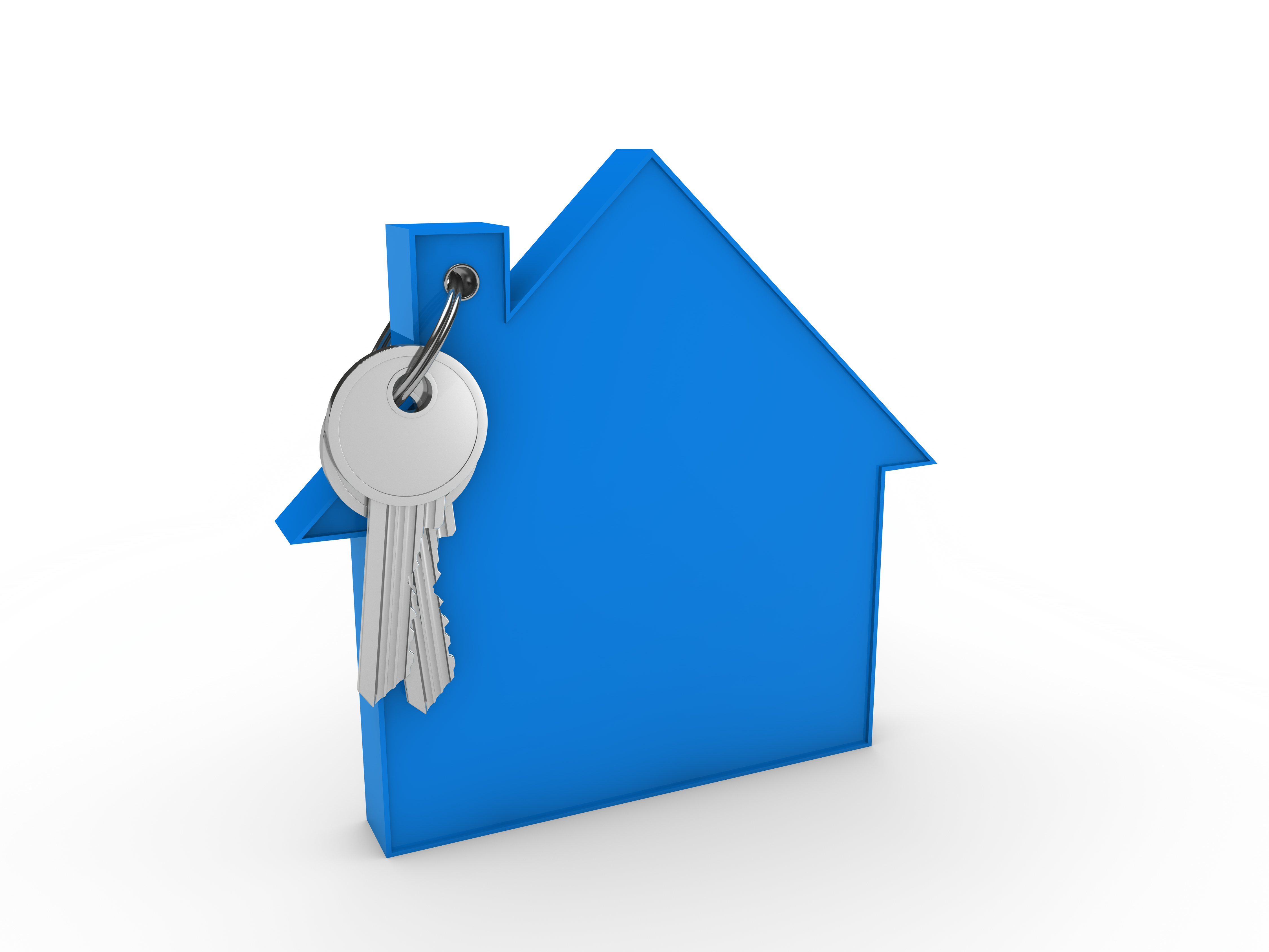 3d house key blue home estate security